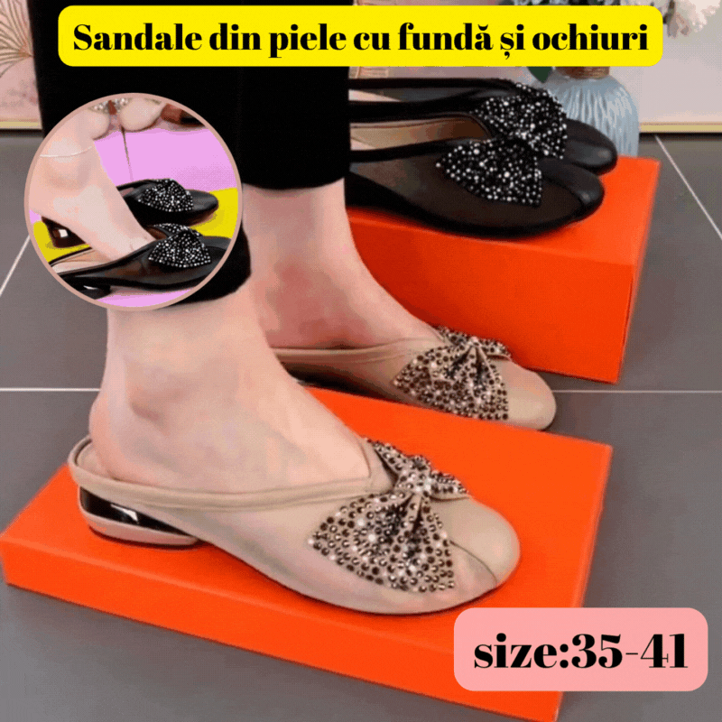 🎀【49% de descuento 🔥🔥】👡Sandalias femeninas con lazo y malla, suela blanda y detalles brillantes