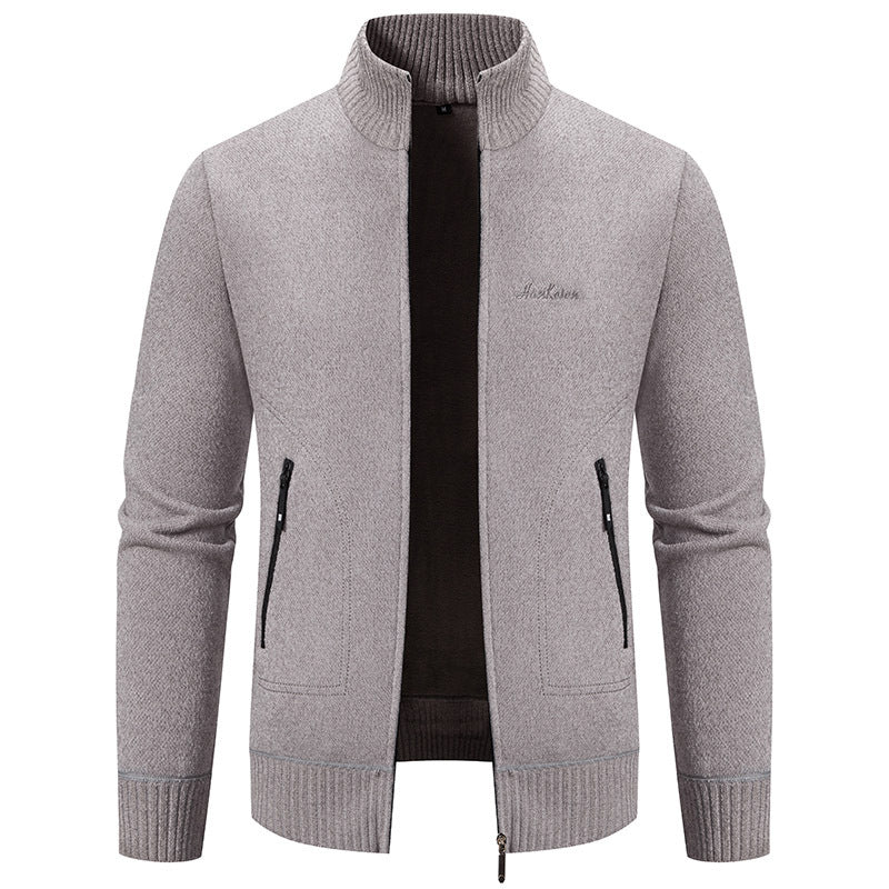 【Descuento de temporada -46% 🔥🔥】【S-4XL】Nueva chaqueta de punto para hombre, abrigada, con cuello, estilo business casual