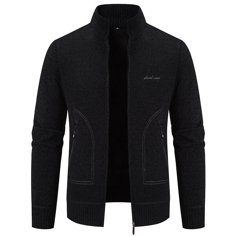 【Descuento de temporada -46% 🔥🔥】【S-4XL】Nueva chaqueta de punto para hombre, abrigada, con cuello, estilo business casual
