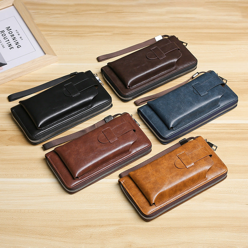 💼Cartera multifuncional para hombre, hecha a mano de cuero genuino, de nuevo estilo