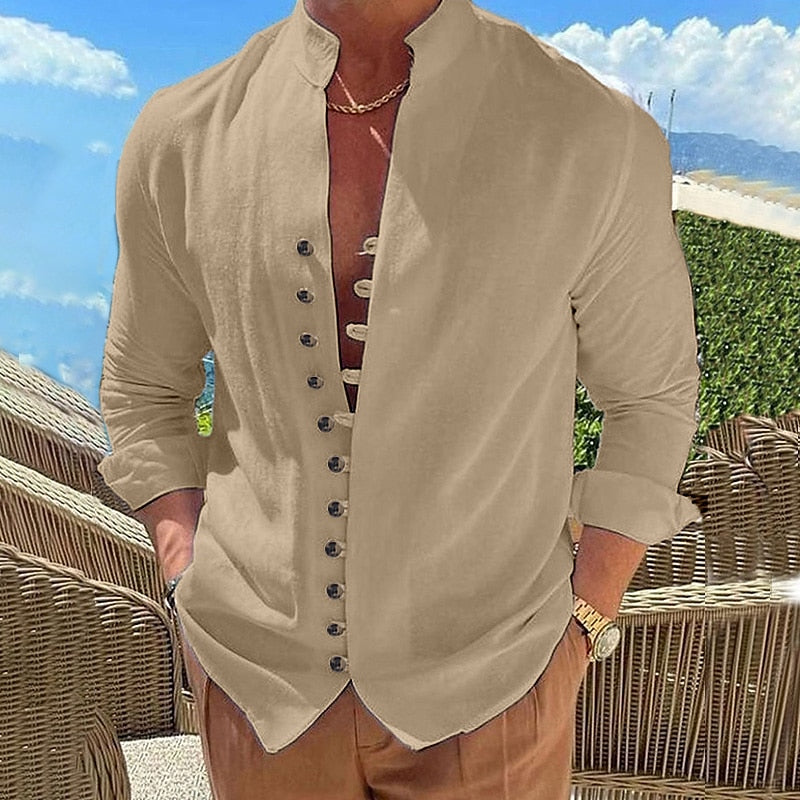🌈👔【50% sleva 🔥】【S-3XL】😍Nová kolekce 2025, pánská bavlněná lněná košile nadměrných velikostí, košile s volným dlouhým rukávem