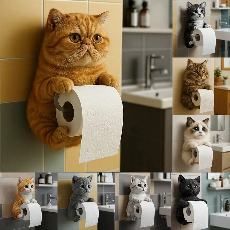 🐱【Compra 1 y llévate 1 gratis💥】Soporte para papel higiénico con diseño de gato 📦Envío gratis – en stock