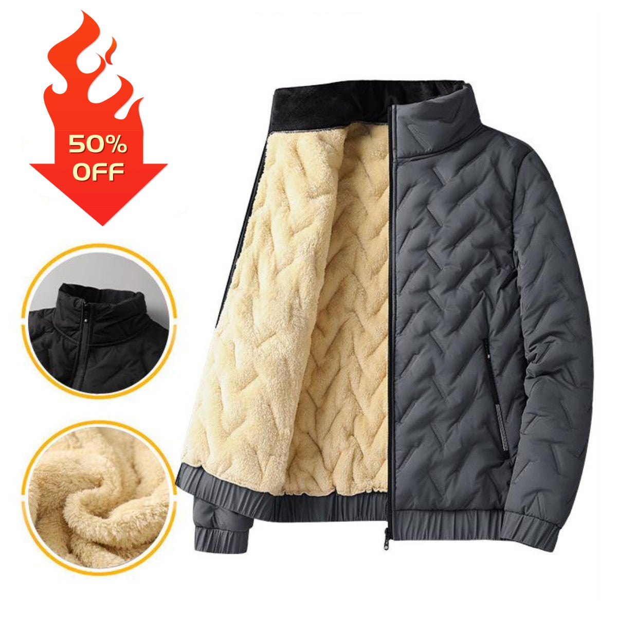 🧥 Descuento -47% 🔥🔥【L-8XL】Chaqueta de invierno para hombre de terciopelo y algodón con mayor volumen