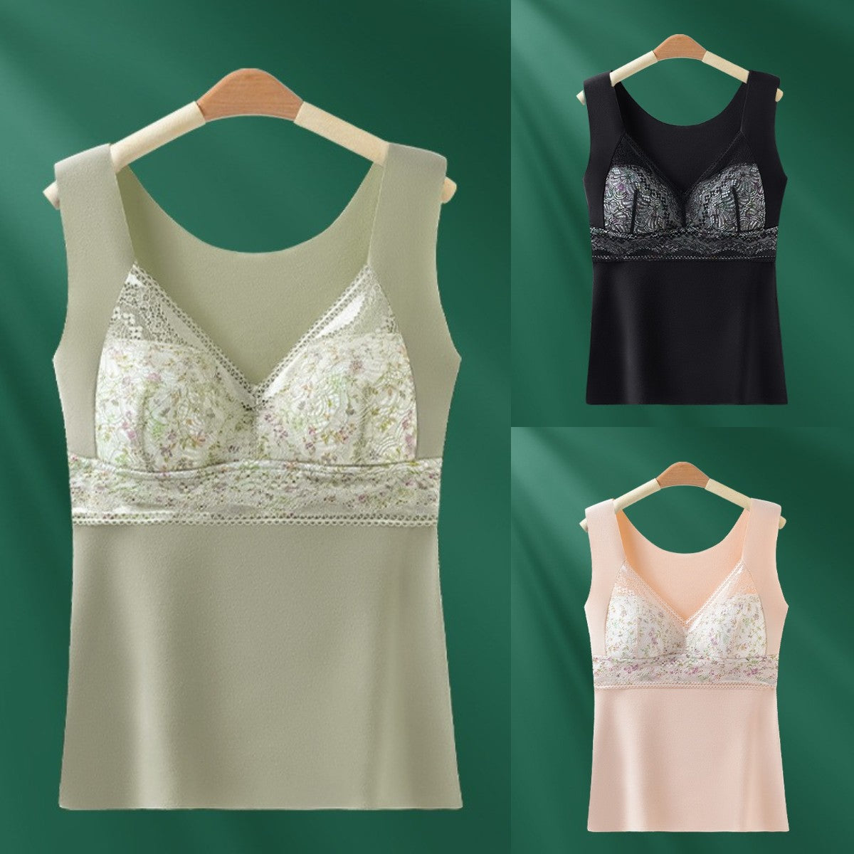 🔥【3 piezas】❤️【40-100 kg】Sujetador de encaje de plumas de ganso otoño/invierno, hermoso diseño de espalda, busto push-up✅