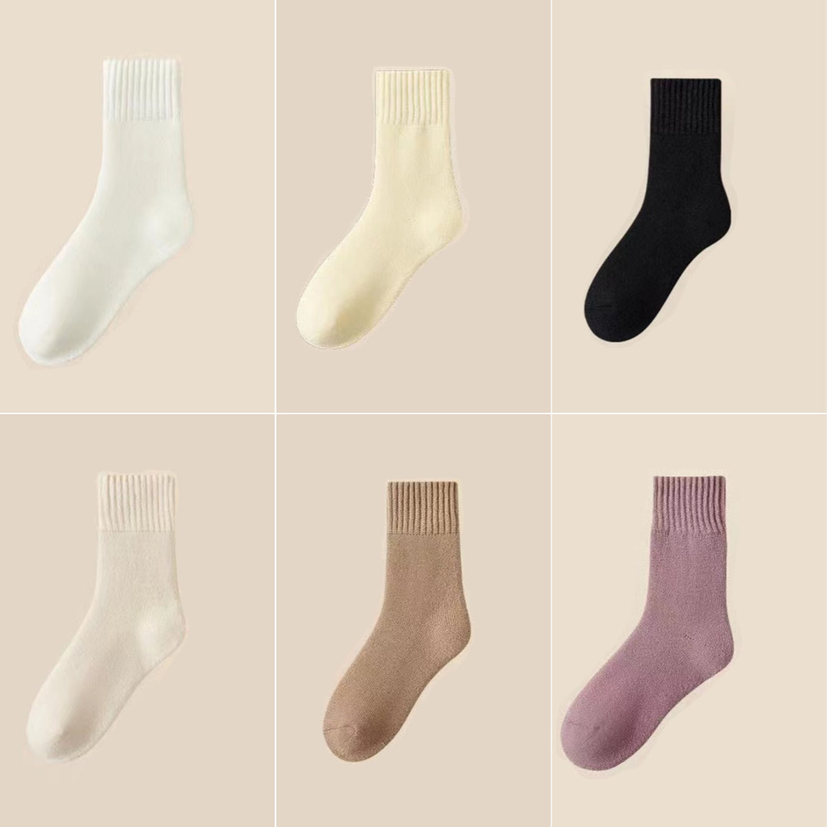 🔥【Kúpte 6 kusov, získajte 6 zadarmo】🧦 Zimné zateplené vlnené ponožky, super hrubé, teplé a elastické, veľkosti 35-42