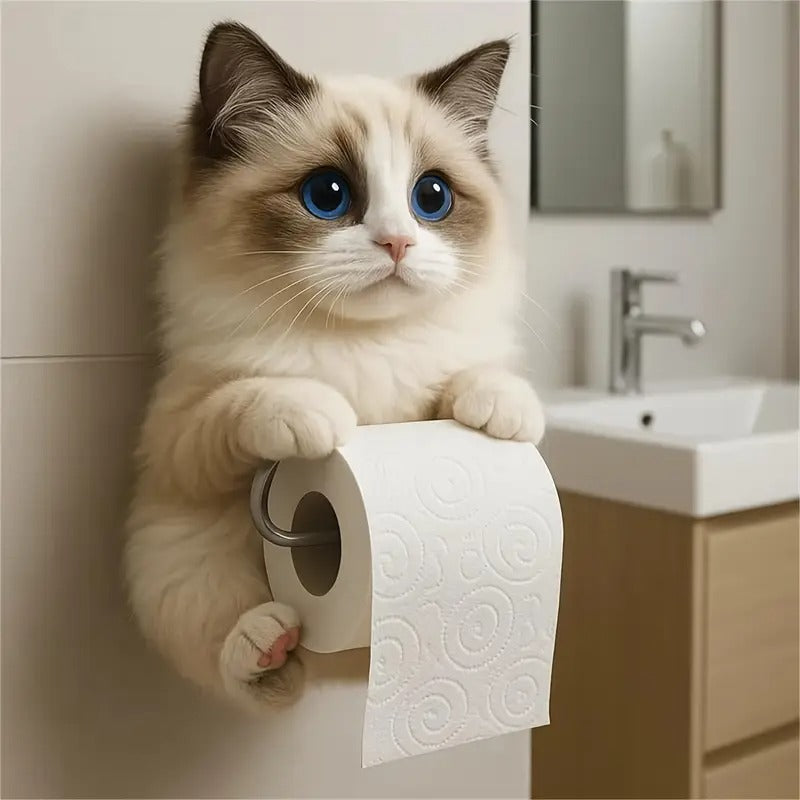 🐱【Compra 1 y llévate 1 gratis💥】Soporte para papel higiénico con diseño de gato 📦Envío gratis – en stock