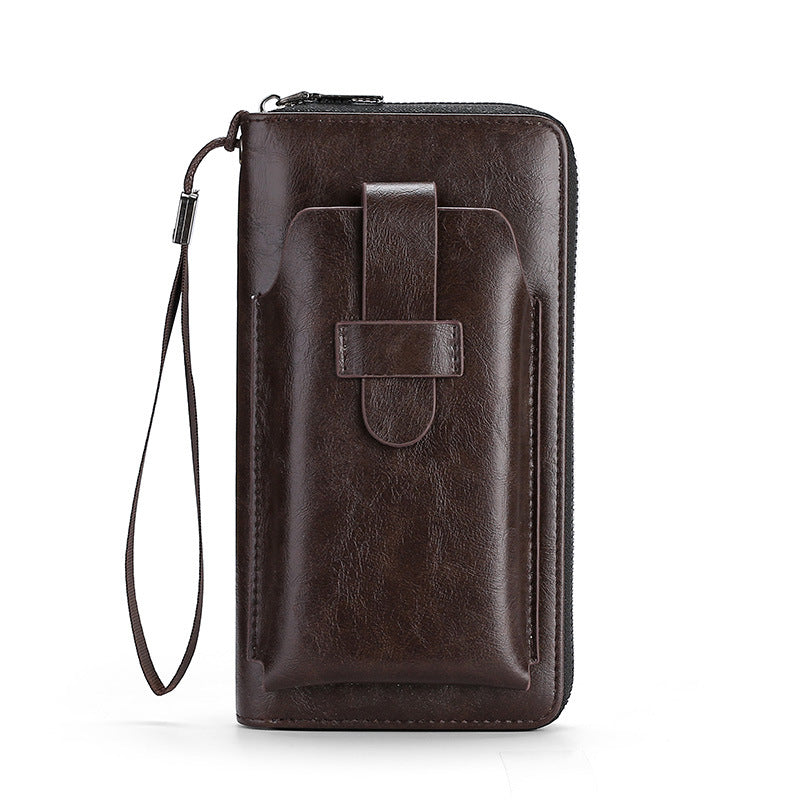 💼Cartera multifuncional para hombre, hecha a mano de cuero genuino, de nuevo estilo