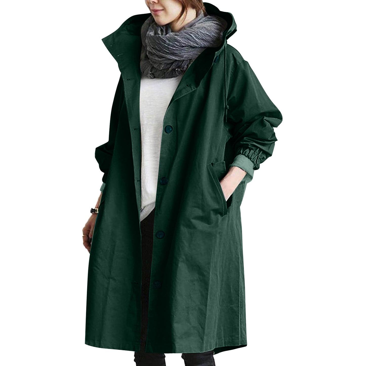 🌾【S-5XL】Nueva gabardina casual de mujer con mangas largas y capucha