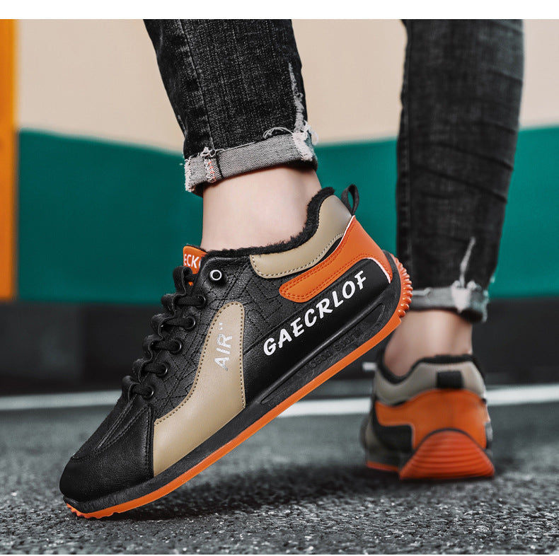 🔥👟【39-44】zapatos de hombre de terciopelo, cálidos, impermeables, de algodón, con suela gruesa