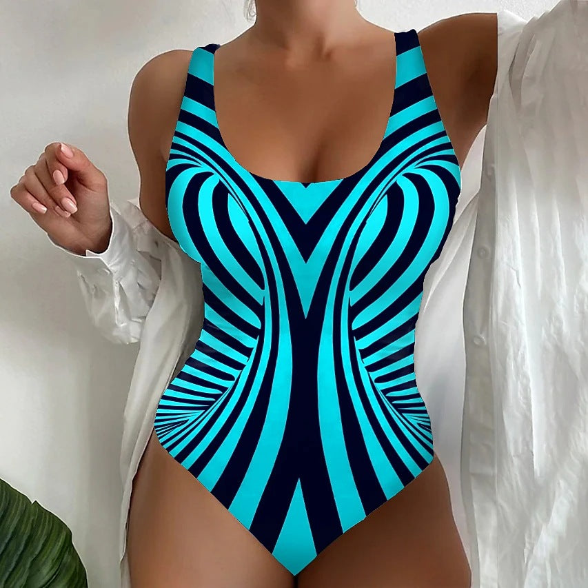 【50% zľava】【😍S~6XL】2025 Sexy pruhované jednodielne plavky