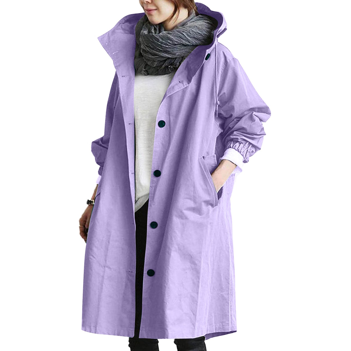 🌾【S-5XL】Nueva gabardina casual de mujer con mangas largas y capucha