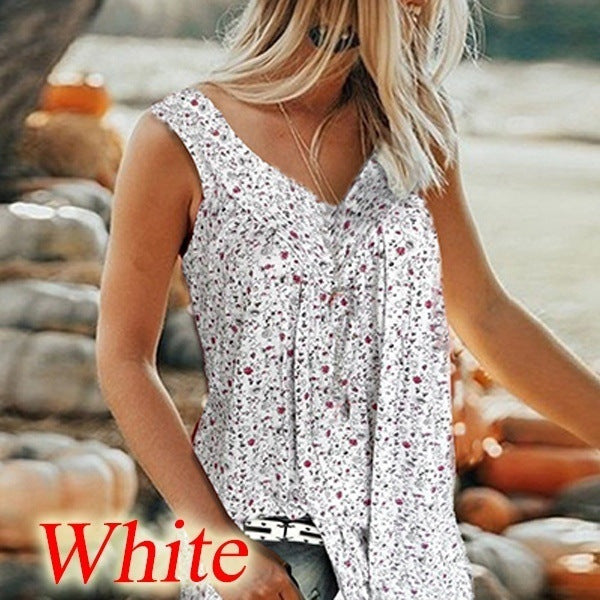🎀【Kúp 1, získaj 1 zadarmo✨】【S–7XL】Dámsky elegantný bezrukávový top s potlačou a výstrihom do V vo veľkých veľkostiach