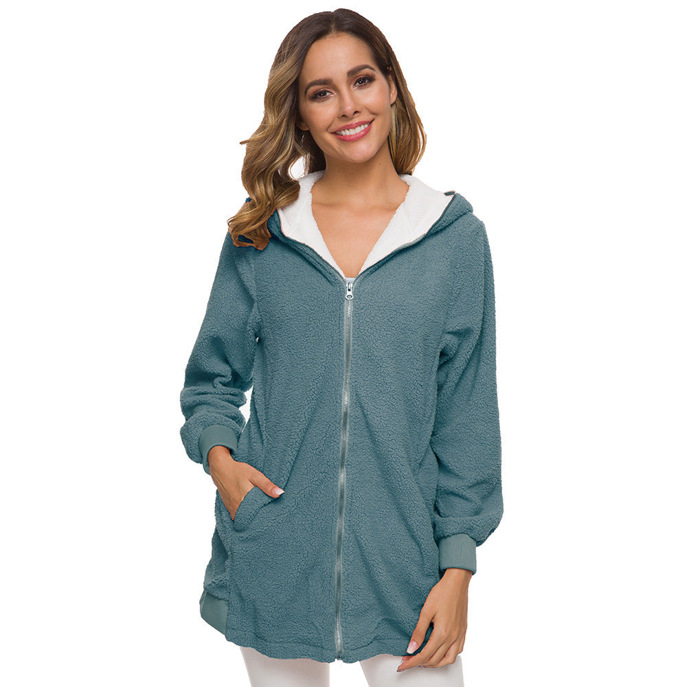 🐏🔥 Descuento -39% 🔥【S-5XL】Chaqueta sherpa para mujer con capucha y cremallera