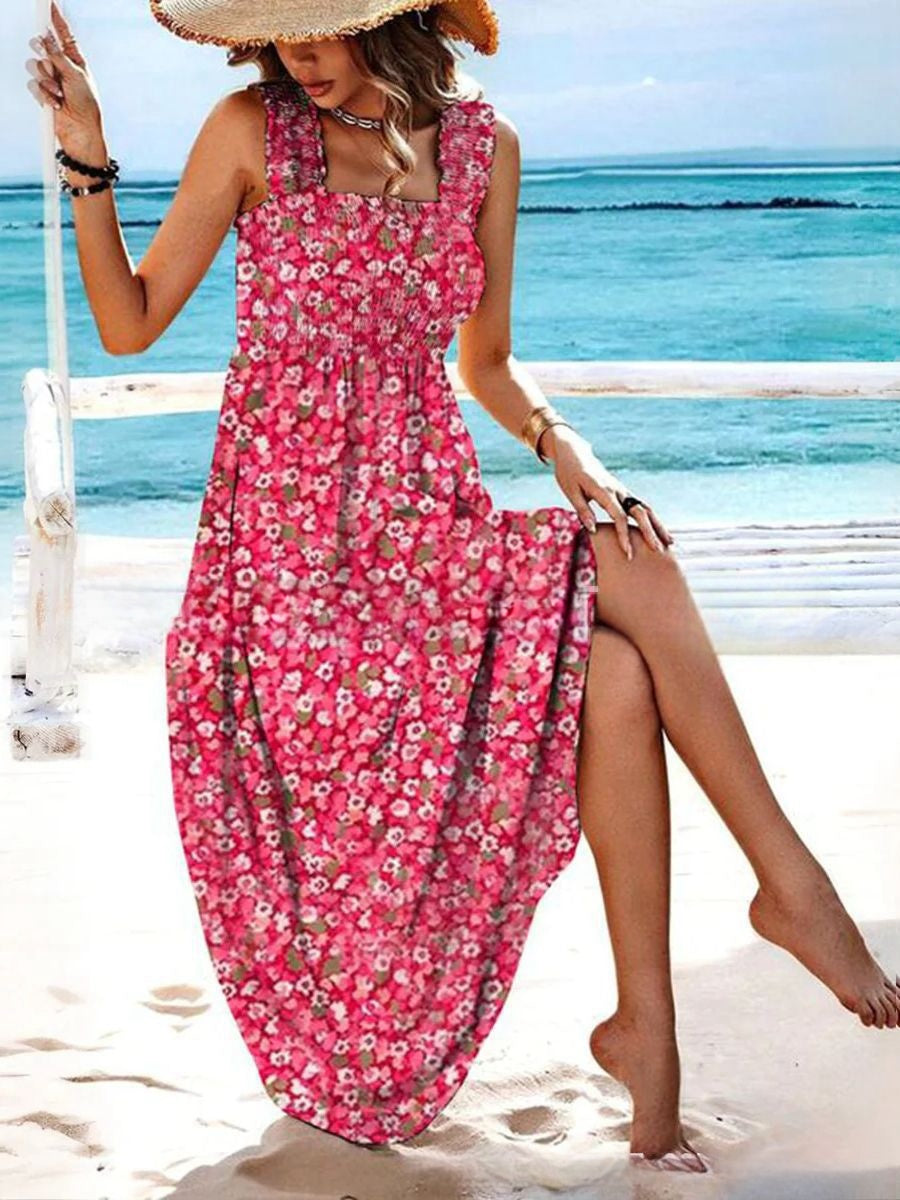 🏖️【Zľava 50% ✨】【S–8XL】💃 Letné voľné šaty na ramienka so vzorom, ideálne na pláž