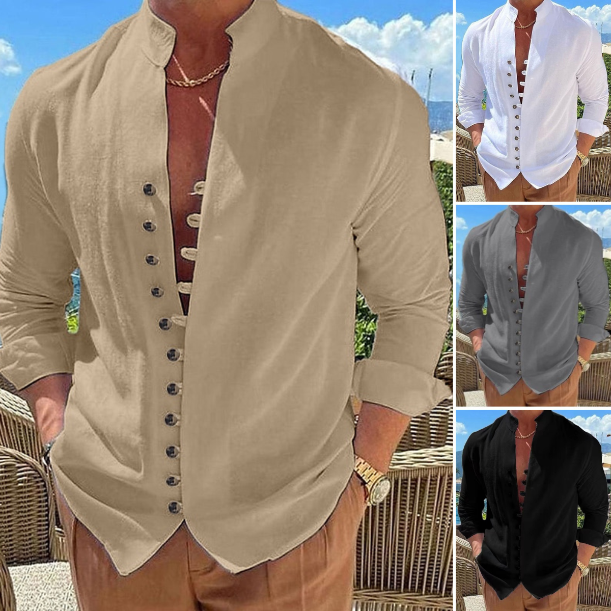 🌈👔【50% sleva 🔥】【S-3XL】😍Nová kolekce 2025, pánská bavlněná lněná košile nadměrných velikostí, košile s volným dlouhým rukávem