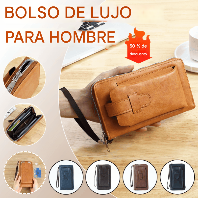 💼Cartera multifuncional para hombre, hecha a mano de cuero genuino, de nuevo estilo