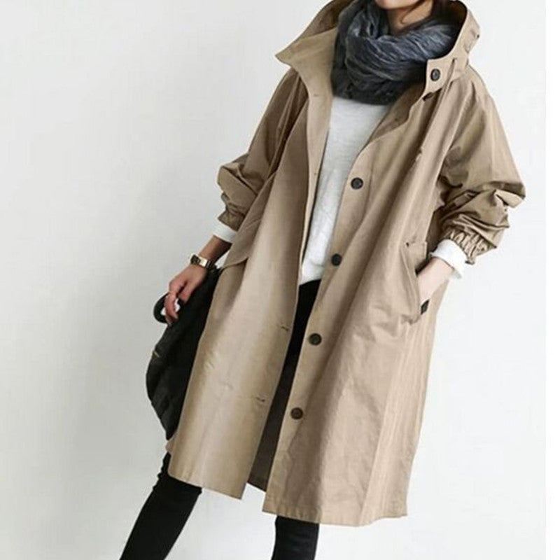 🌾【S-5XL】Nueva gabardina casual de mujer con mangas largas y capucha