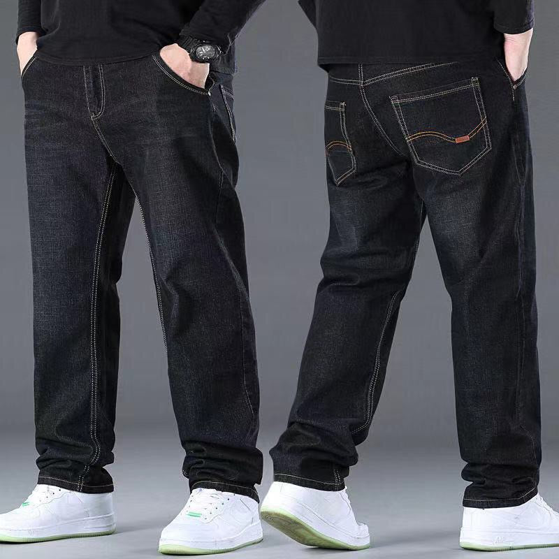 👖😎【Zľava 50 %🔥】【S–10XL】😍 Pánske elastické džínsy vo väčších veľkostiach, ležérne široké rovné nohavice, vhodné pre mužov do 160 kg a viac