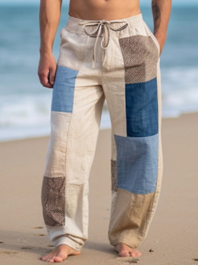 ✨👖【50% de descuento 🔥🔥】Pantalones holgados de verano para hombre, estilo boho, de algodón y lino, en tallas grandes