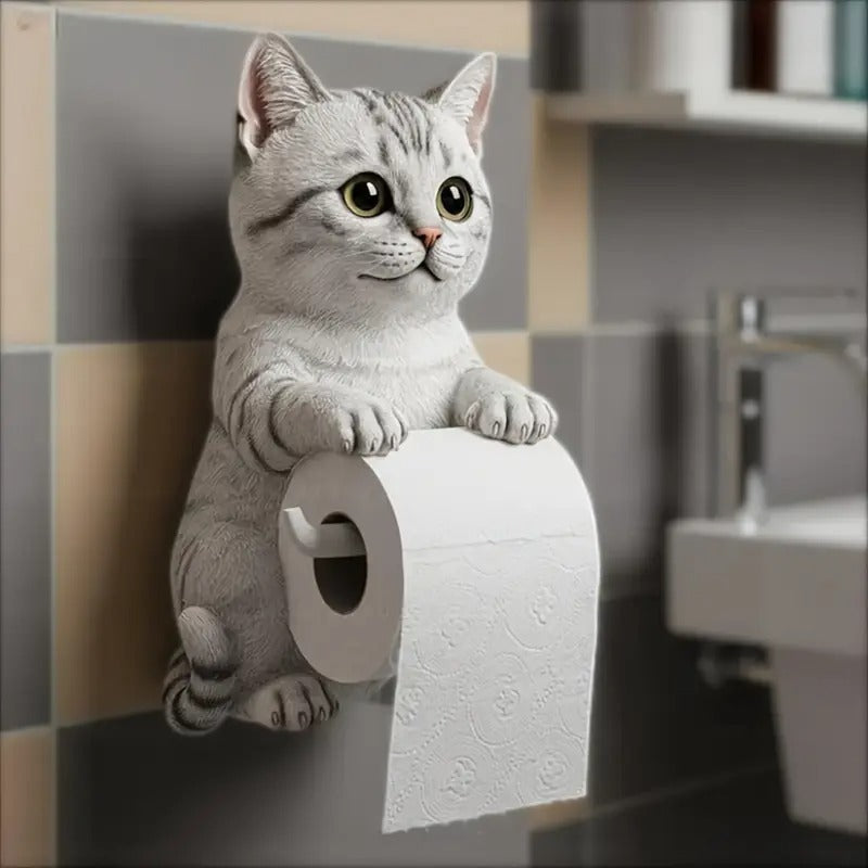 🐱【Compra 1 y llévate 1 gratis💥】Soporte para papel higiénico con diseño de gato 📦Envío gratis – en stock