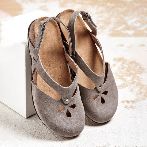 ✨✨【Oferta limitada】【35–44】Sandalias recreativas de cuero de alta calidad 2025 ✅ Punta redonda ✅ Suela plana