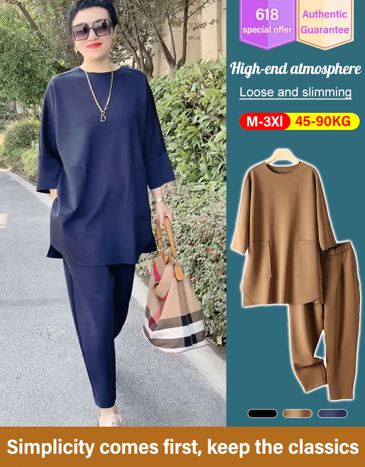 💥 LICHIDARE DE STOC 💥🍁🍂【M-3XL】 2025 noi de primăvară și vară culoare uni topuri casual din două piese + pantaloni