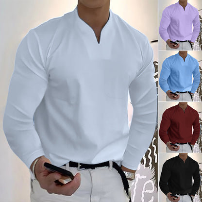 👔【Compra 1 y llévate 1 gratis 🔥🔥】Camiseta deportiva de hombre de algodón con manga larga y cuello en V