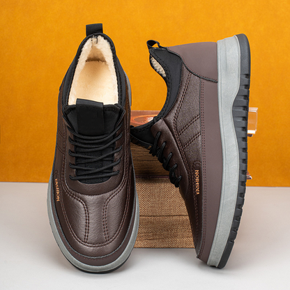 ⛄🔥【39-45】Zapatos deportivos casuales de invierno 2025 para hombre, nuevos, de cuero genuino, impermeables, con suela suave de terciopelo