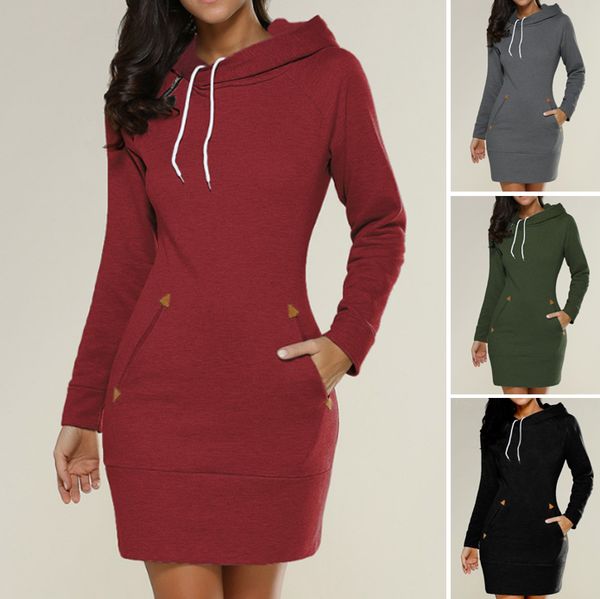 🔥🔥💥【S-4XL】Nueva falda con capucha de manga larga para mujer, otoño 2025