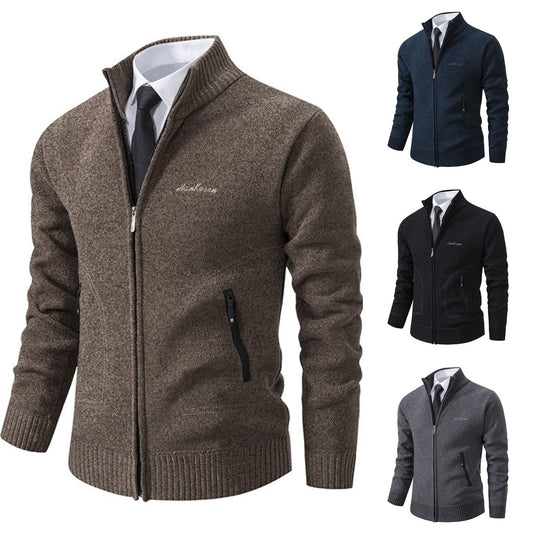 【Descuento de temporada -46% 🔥🔥】【S-4XL】Nueva chaqueta de punto para hombre, abrigada, con cuello, estilo business casual
