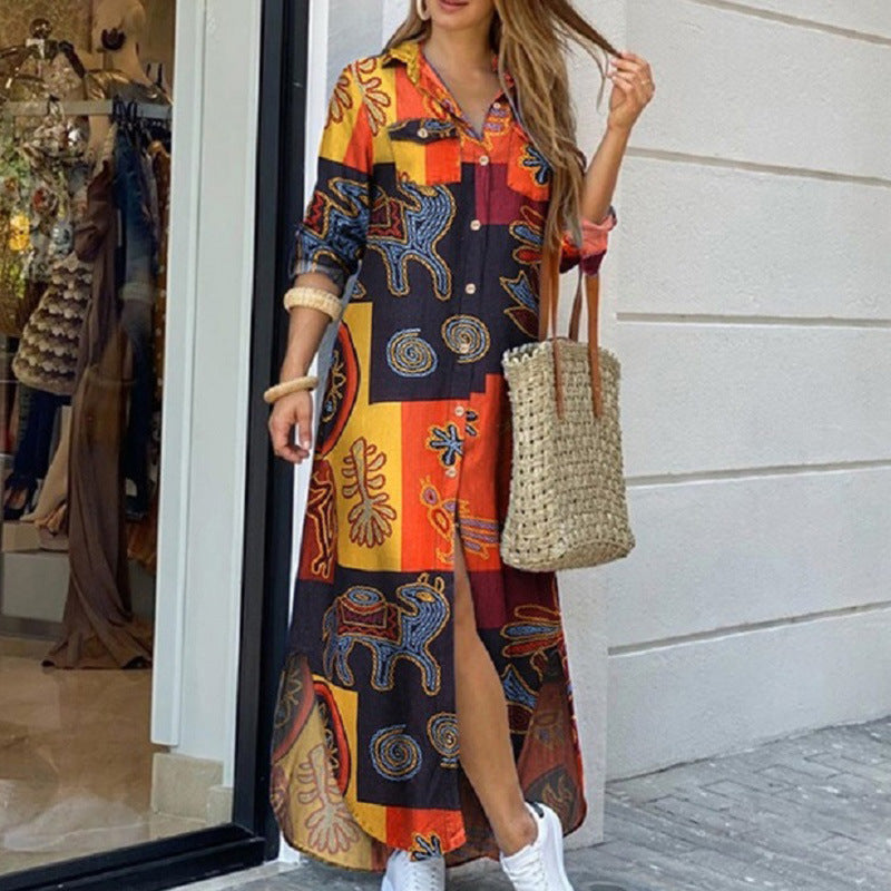 💃💖【50% de descuento 🔥】【S–5XL】😍 Nuevo vestido-camisa de manga larga en tallas grandes, estilo moderno, disponible en 11 colores