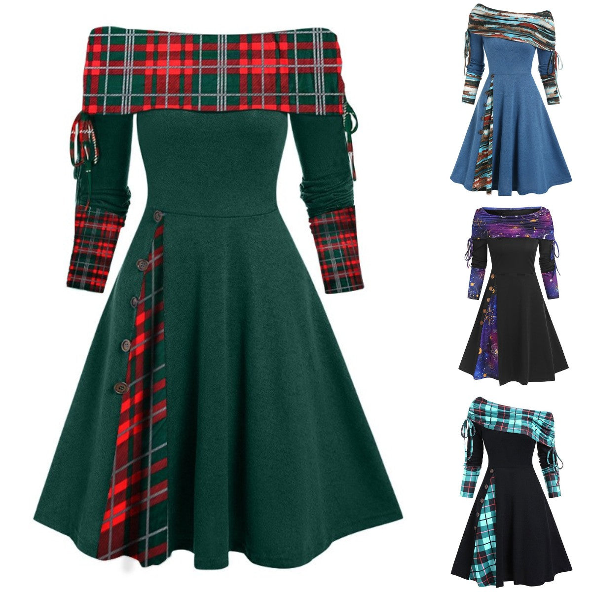 👗【-50% Zľava】【S–3XL】Nové jesenné a zimné šaty s dlhým rukávom a asymetrickým jedno-ramenným strihom 2025