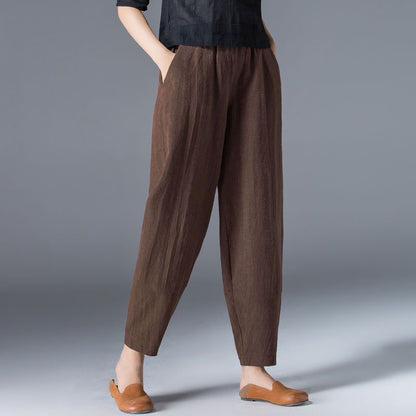 🌿🌿【Kúp 1, získaj 1 zdarma 🔥】【S–5XL】Dámske voľné široké nohavice z bavlny a ľanu vo veľkých veľkostiach