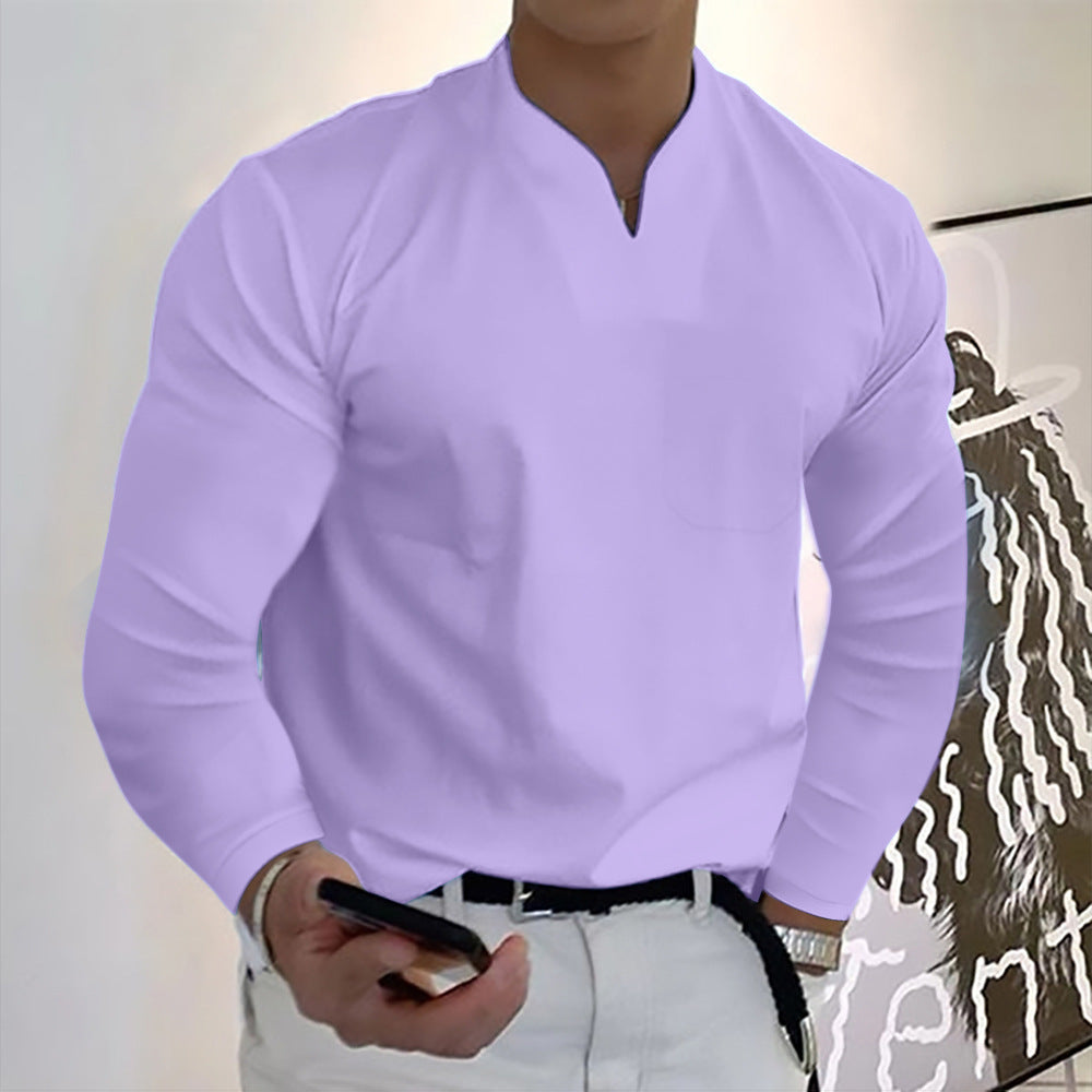 🔥🔥【S-5XL】Pánské letní tričko, elastická bavlna, výstřih do V, nový styl