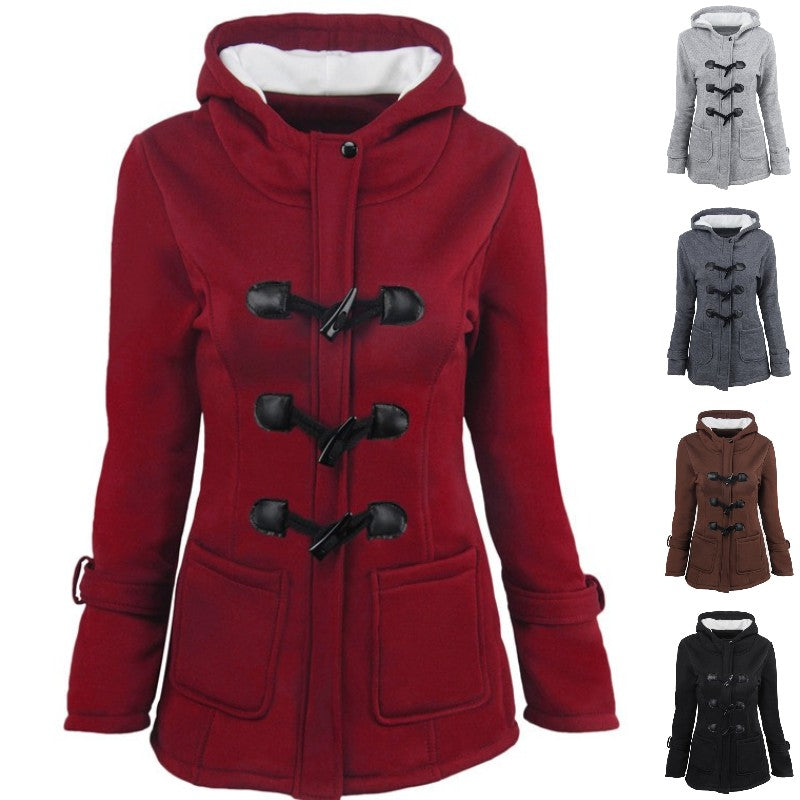 🔥Último día 42% de descuento - Chaquetas de mujer abrigadas con capucha, largo midi【M-6XL】