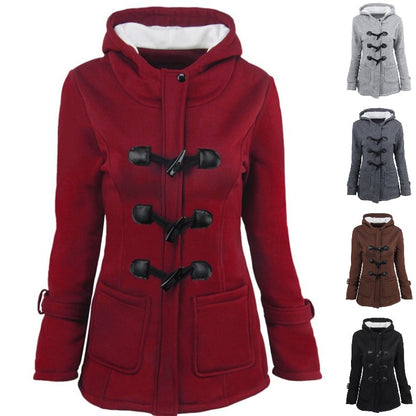 🔥Último día 42% de descuento - Chaquetas de mujer abrigadas con capucha, largo midi【M-6XL】