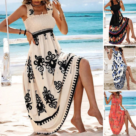 🏖️【Zľava 50% ✨】【S–8XL】💃 Letné voľné šaty na ramienka so vzorom, ideálne na pláž