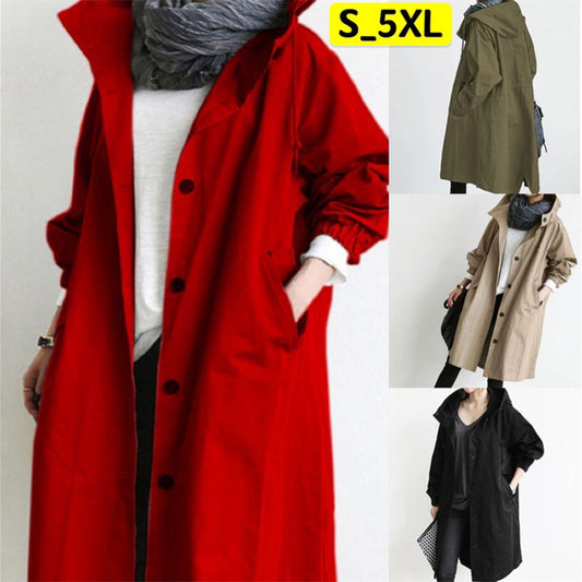 🌾【S-5XL】Nueva gabardina casual de mujer con mangas largas y capucha