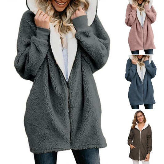 🐏🔥 Descuento -39% 🔥【S-5XL】Chaqueta sherpa para mujer con capucha y cremallera