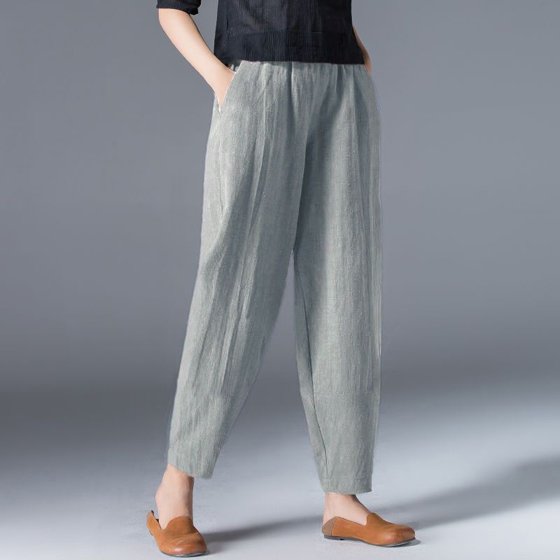 🌿🌿【Kúp 1, získaj 1 zdarma 🔥】【S–5XL】Dámske voľné široké nohavice z bavlny a ľanu vo veľkých veľkostiach