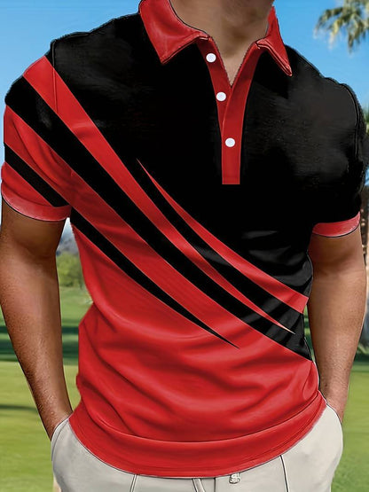 🔥【Compra 1 y recibe 1 gratis】👔 Nueva camiseta polo de hombre de verano con estampado a rayas en 3D