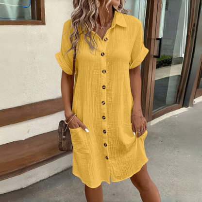 ❤️❤️Falda-camisa cómoda y transpirable de algodón y lino