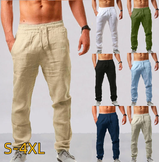 💥【Časovo obmedzená ponuka-50% zľava】👖【S-4XL】2025 nové letné pánske voľné, priedušné a pohodlné ležérne tepláky z bavlny a ľanu