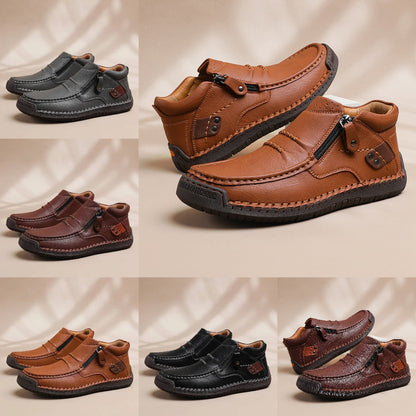 👞【38-48】Botas de conducción para hombre, fabricadas en piel de alta calidad, hechas a mano, antideslizantes - puntera ancha, soporte de arco