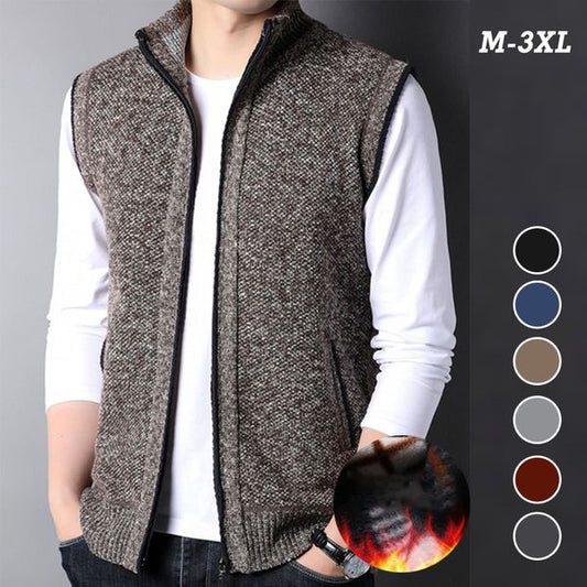 🔥【Výpredaj】【M-4XL】Pletená vesta 2025, stojatý golier, veľká veľkosť, plus zamat na udržanie tepla