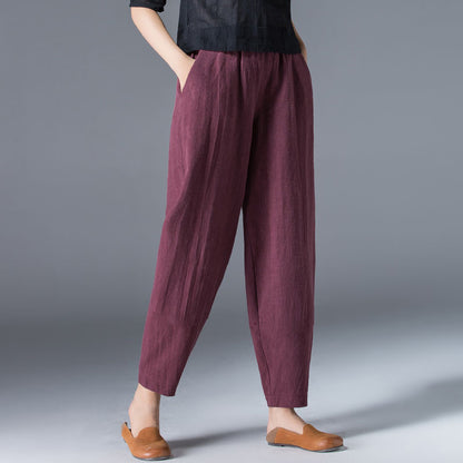 🌿🌿【Kúp 1, získaj 1 zdarma 🔥】【S–5XL】Dámske voľné široké nohavice z bavlny a ľanu vo veľkých veľkostiach