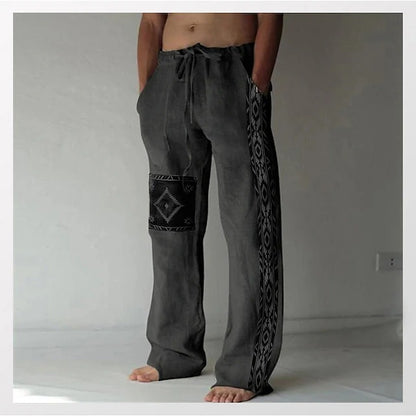 ✨👖【50% de descuento 🔥🔥】Pantalones holgados de verano para hombre, estilo boho, de algodón y lino, en tallas grandes