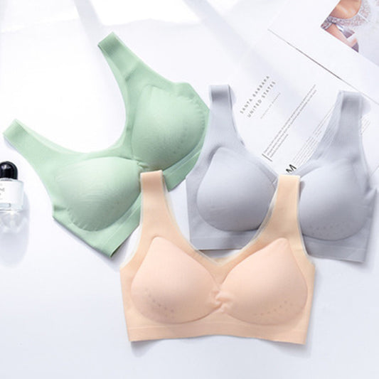 😍【50% reducere】【Pachet de 3】❤️Sutien cu push-up fără sârmă din mătase de gheață ultrasubțire【50-120 kg】
