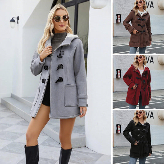 🔥Último día 42% de descuento - Chaquetas de mujer abrigadas con capucha, largo midi【M-6XL】