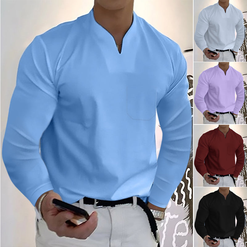 🔥🔥【S-5XL】Pánské letní tričko, elastická bavlna, výstřih do V, nový styl